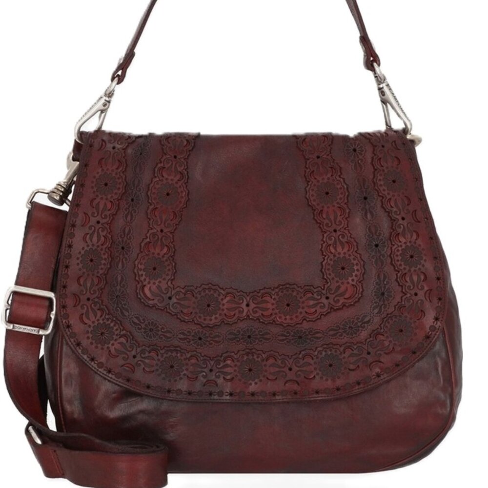 NWT Campomaggi Tracolla Red Leather Raster Embellishment